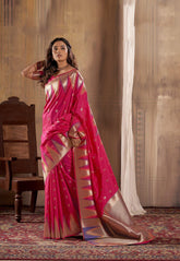 India Silk Banarasi Silk Weave Saree In Pink Color - INDIASILK