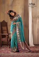 India Silk Women's Banarasi Silk Weave Sari In Sea Green Color - INDIASILK
