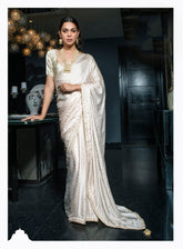 Online Saree In UK : Women's Designer Bollywood Sarees In Off White Color - INDIASILK