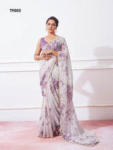Organza Fabric Women's Designer Printed Saree - INDIASILK