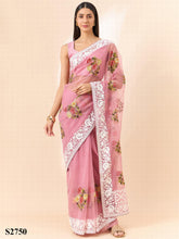 Organza Saree In UK : Bollywood-inspired Organza Saree with Intricate Embroidery Work - INDIASILK