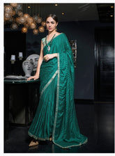 Premium Qulity Saree In UK : Women's Designer Bollywood Sarees In Green Color - INDIASILK