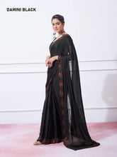 Satin Chiffon Fabric Women's Printed Designer Saree - INDIASILK