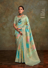 Women's Saree: Stylish Watercolor Print for a Summer Look, Ideal for Casual Outings - INDIASILK