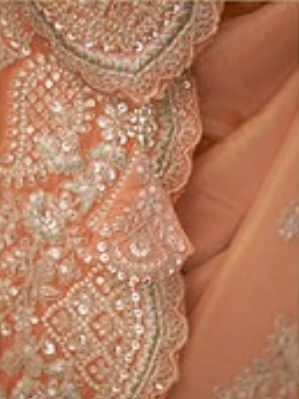 Peach Embroidered Saree for Women | Party Wear Saree UK