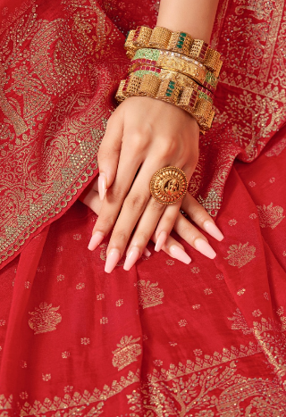 Royal Plum Zari Weaving Banarasi Silk Saree In Red| Indian Wedding & Party Wear