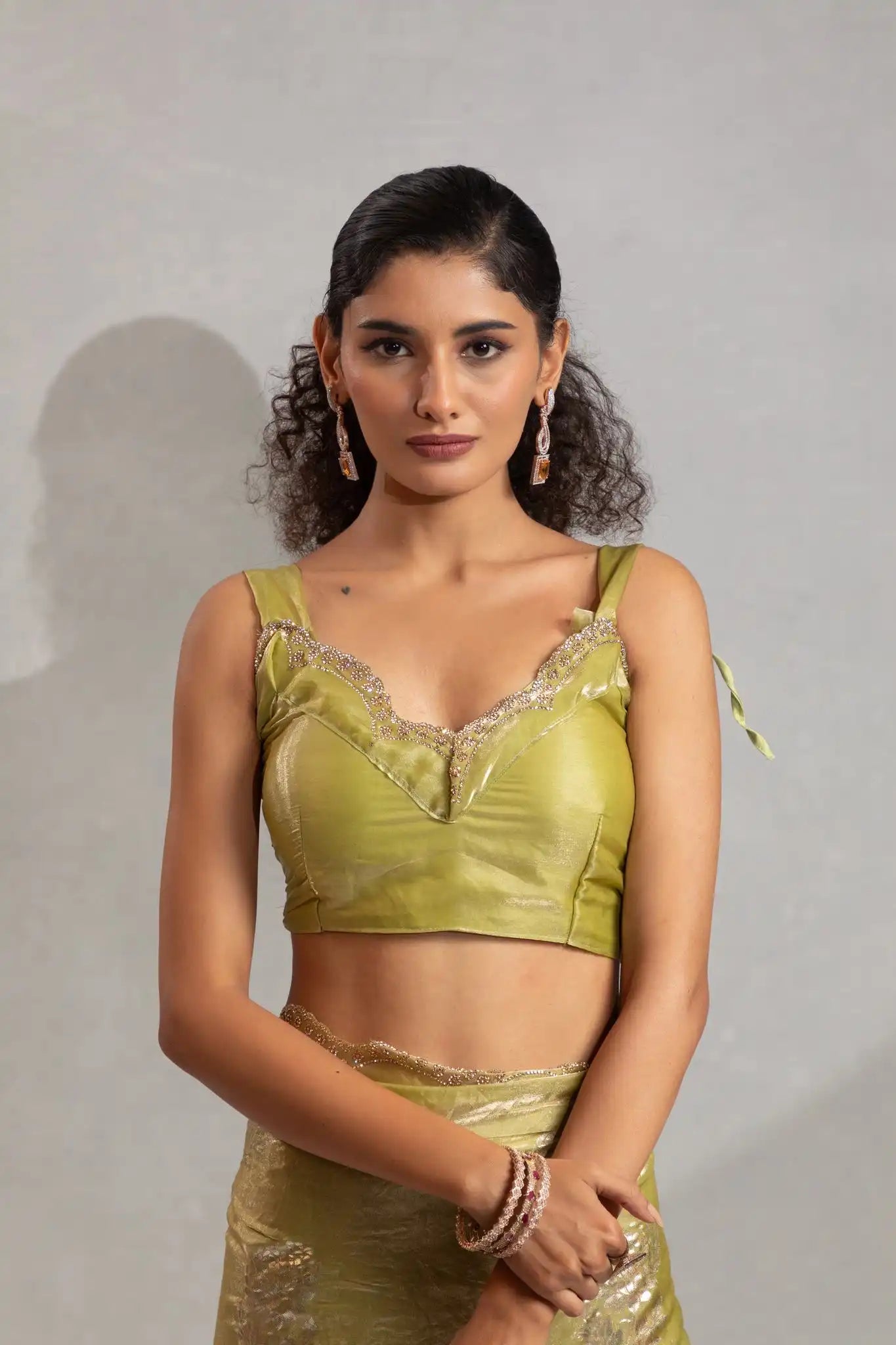 India Silk Lime Green Designer Fendy Satin Saree with Zari Buta Work