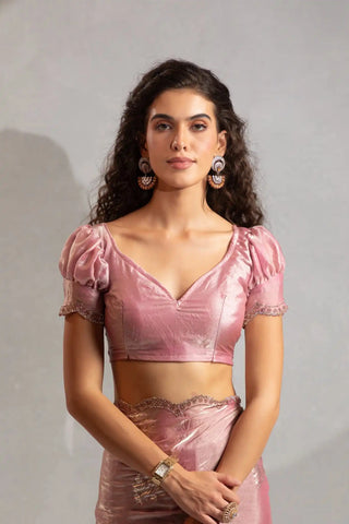 India Silk Pink Designer Fendy Satin Saree with Zari Buta Work