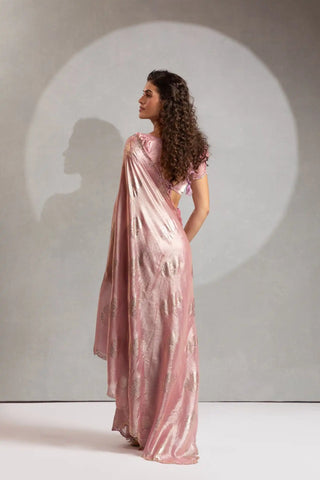 India Silk Pink Designer Fendy Satin Saree with Zari Buta Work