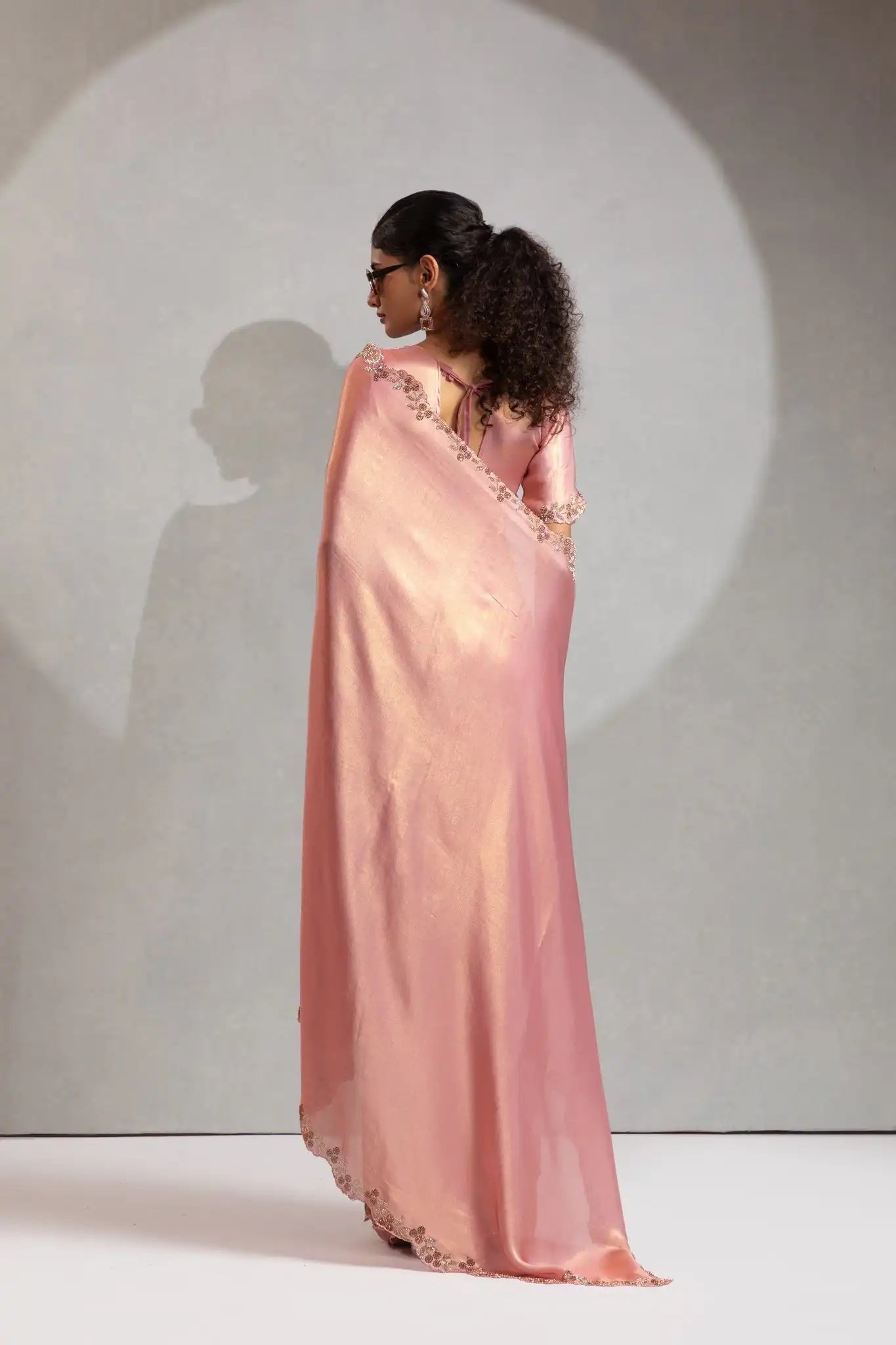 India Silk Luxury Pink Silk Saree with Gold Embellishments