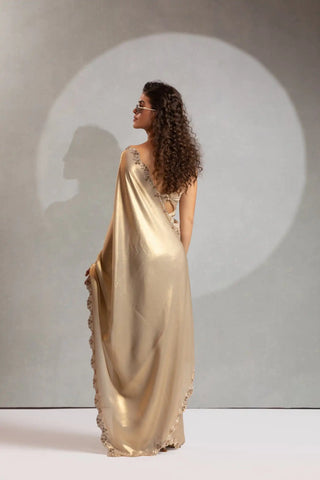 India Silk Luxury Gold Silk Saree with Gold Embellishments