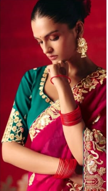 Wine Embroidered Designer Sarees for Women | Wedding Sarees UK