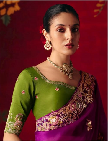Purple Embroidered Designer Sarees for Women | Wedding Sarees UK