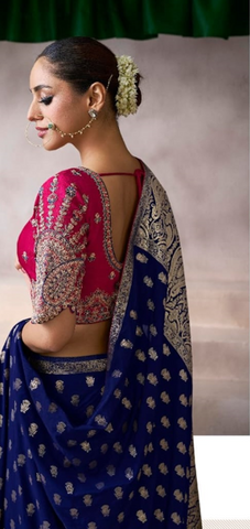 Nevy Blue Designer Embroidered Saree Collection | Wedding & Party Wear UK