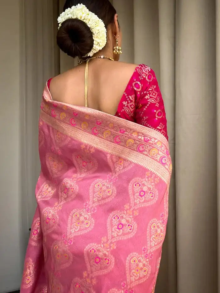 India Silk Presents Pink Banarasi Soft Silk Sarees That Blend Traditional Artistry With Everyday Comfort