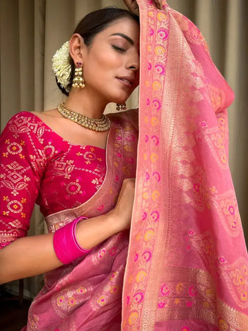 India Silk Presents Pink Banarasi Soft Silk Sarees That Blend Traditional Artistry With Everyday Comfort