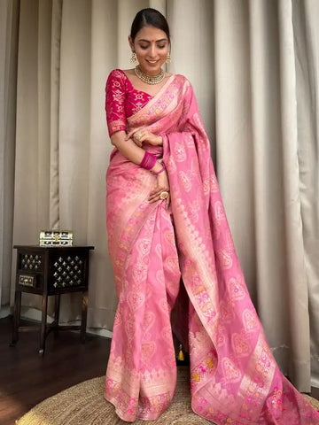 India Silk Presents Pink Banarasi Soft Silk Sarees That Blend Traditional Artistry With Everyday Comfort