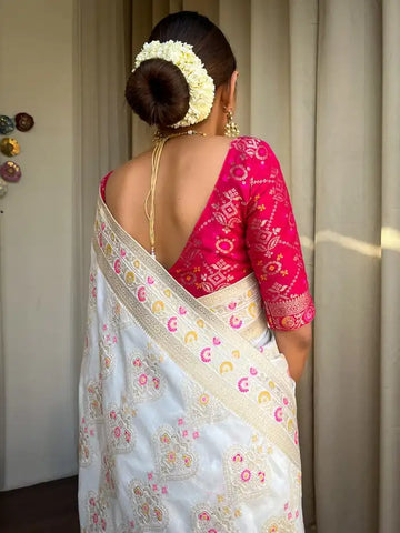 India Silk Presents White Banarasi Soft Silk Sarees That Blend Traditional Artistry With Everyday Comfort