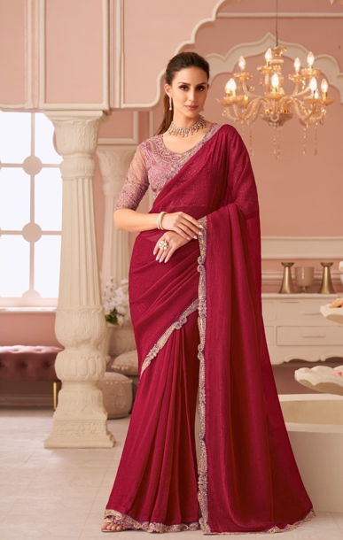 Red Elegant Embellished Sarees for Wedding & Evening Wear UK