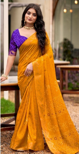 Yellow Handcrafted Designer Saree | Traditional Indian Ethnic Wear UK