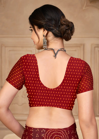 India Silk Maroon Chiffon Sarees Designed To Provide A Soft Flowing Silhouette That Enhances Your Natural Grace