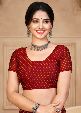 India Silk Maroon Chiffon Sarees Designed To Provide A Soft Flowing Silhouette That Enhances Your Natural Grace
