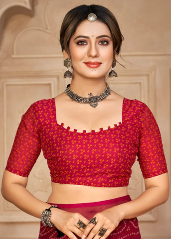 India Silk Pink Chiffon Sarees Designed To Provide A Soft Flowing Silhouette That Enhances Your Natural Grace