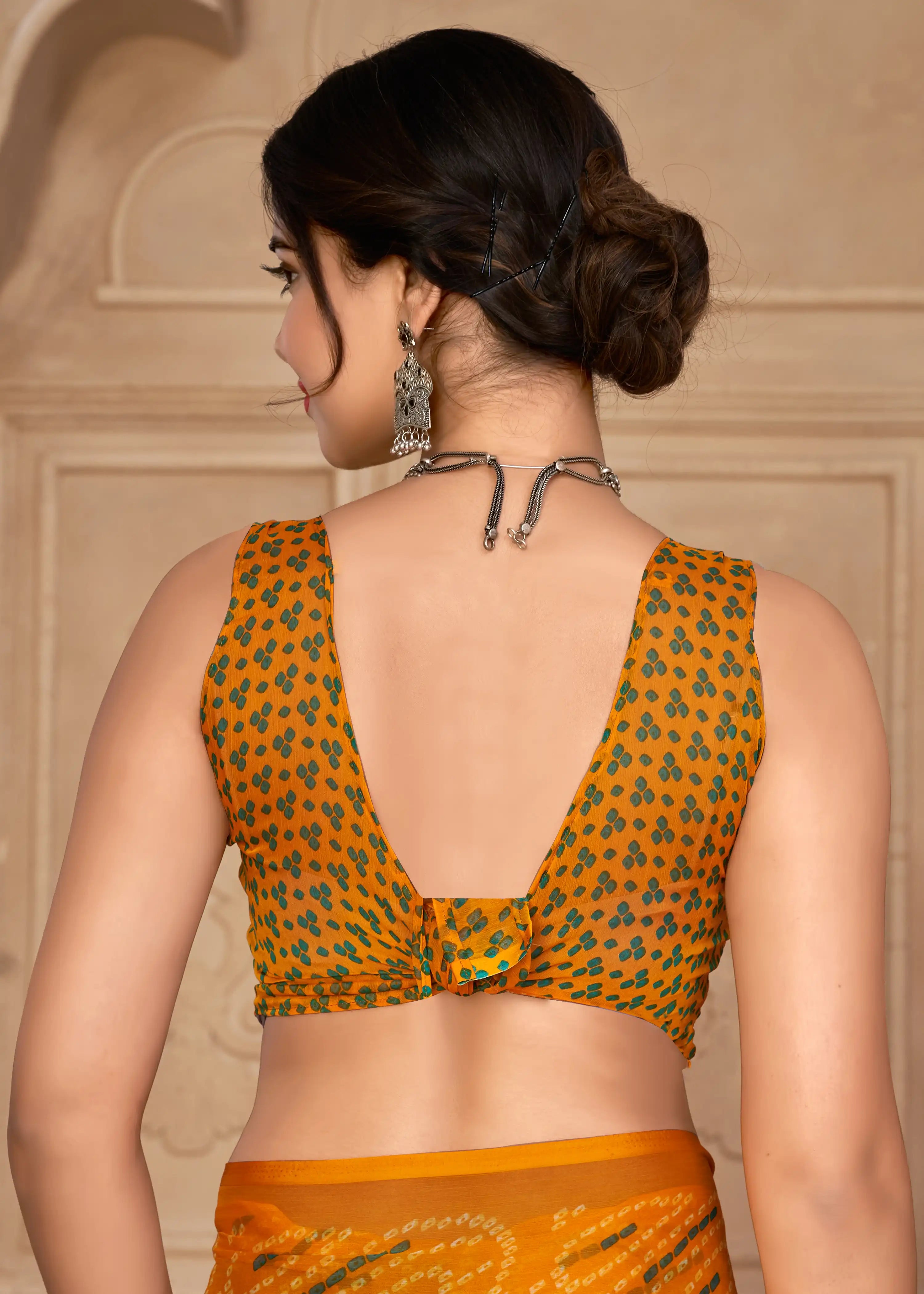 India Silk Yellow Chiffon Sarees Designed To Provide A Soft Flowing Silhouette That Enhances Your Natural Grace