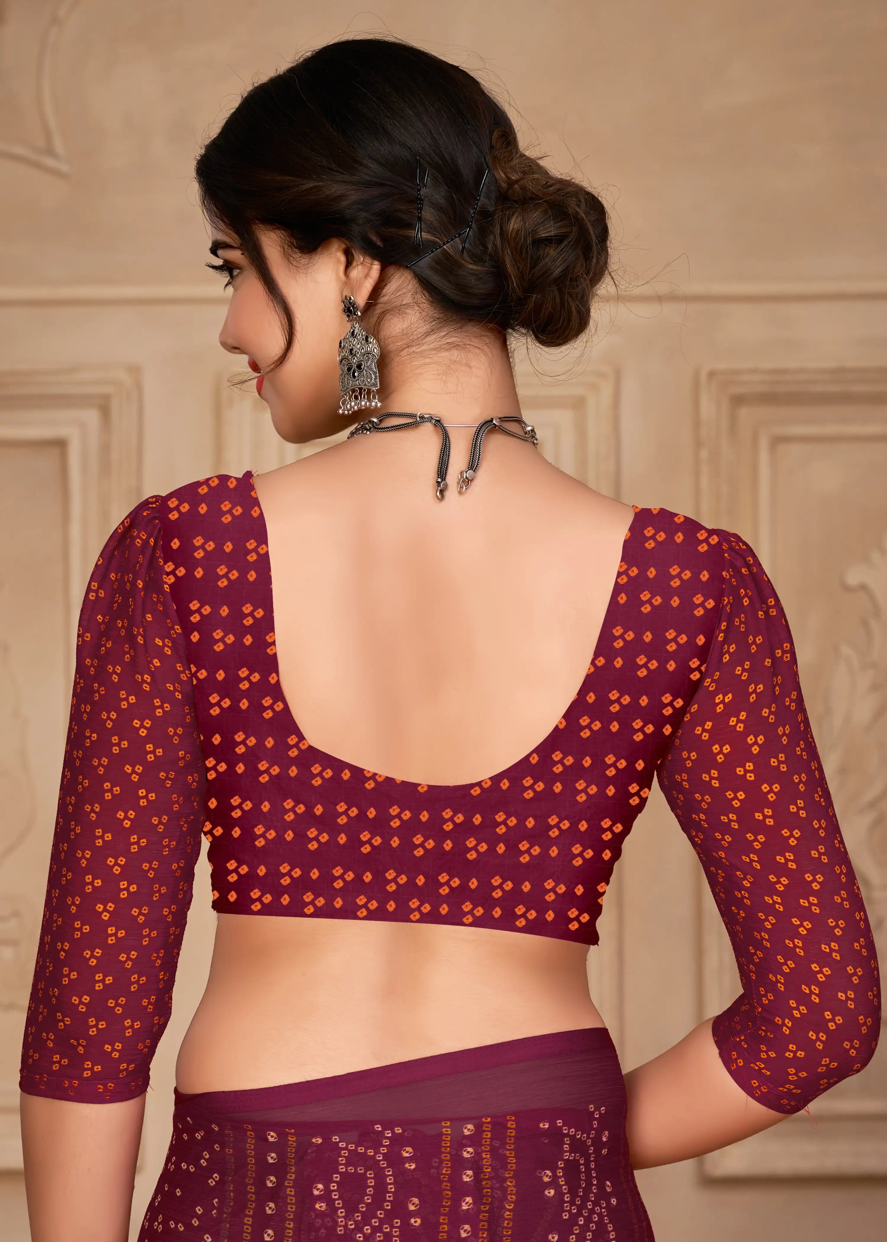 India Silk Purple Chiffon Sarees Designed To Provide A Soft Flowing Silhouette That Enhances Your Natural Grace