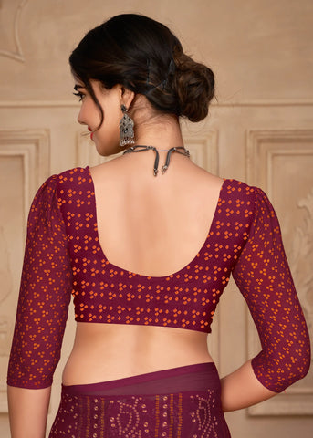 India Silk Purple Chiffon Sarees Designed To Provide A Soft Flowing Silhouette That Enhances Your Natural Grace