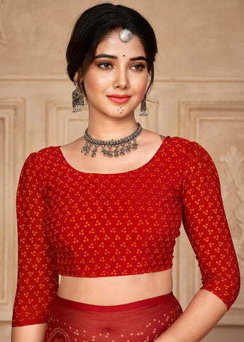 India Silk Red Chiffon Sarees Designed To Provide A Soft Flowing Silhouette That Enhances Your Natural Grace