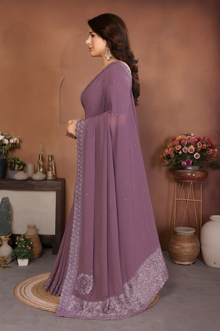 Pure Georgette Saree with Camical Work – Stylish Designer Saree- UK