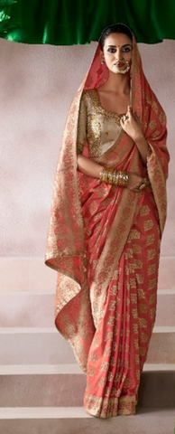 Peach Designer Embroidered Saree Collection | Wedding & Party Wear UK