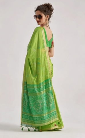 Green saree Premium Bandhej Silk Collection | Traditional Handloom Designs in Trending Colors | Wedding, Festive & Party Wear Sarees