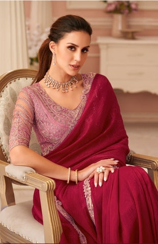 Red Elegant Embellished Sarees for Wedding & Evening Wear UK