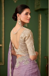Lavender Embroidered Saree for Women | Party Wear Saree UK