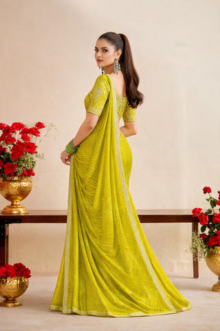 Olive  Green Designer Embellished Sarees for Women | Wedding Sarees UK