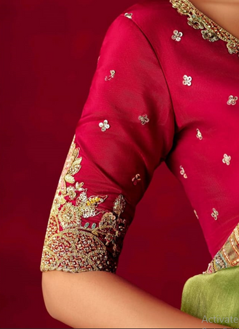Olive Green Embroidered Designer Sarees for Women | Wedding Sarees UK