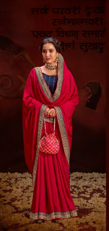 RED COLOUR HEAVY VICHITRA BLOOMING WITH SWAROVSKI WORK &SEQUENCE UNIQUE BORDER (Copy) (Copy) (Copy) (Copy)