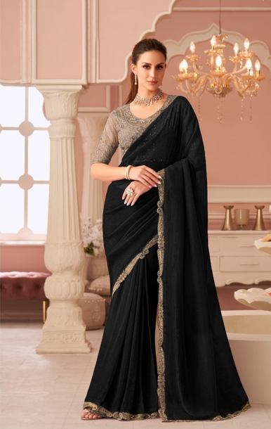Black Elegant Embellished Sarees for Wedding & Evening Wear UK