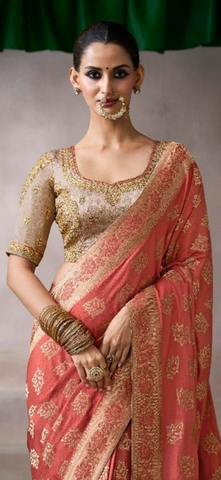 Peach Designer Embroidered Saree Collection | Wedding & Party Wear UK