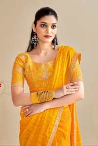 Yellow Designer Embellished Sarees for Women | Wedding Sarees UK