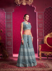 Blue Sequins with Premium Net Lehenga Choli with Dupatta