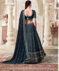 Navy Blue Preminum Georgette Lehenga Set