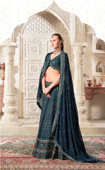 Navy Blue Preminum Georgette Lehenga Set