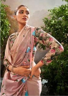 Dusty Rose Luxury Floral Woven Saree Collection | Designer Indian Sarees Online UK