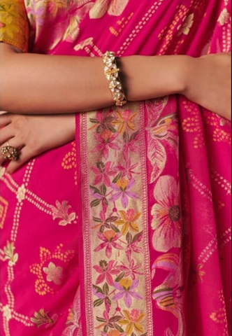 Pink Banarasi Silk Saree with Zari Work | Indian Sarees UK