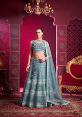 Blue Sequins with Premium Net Lehenga Choli with Dupatta