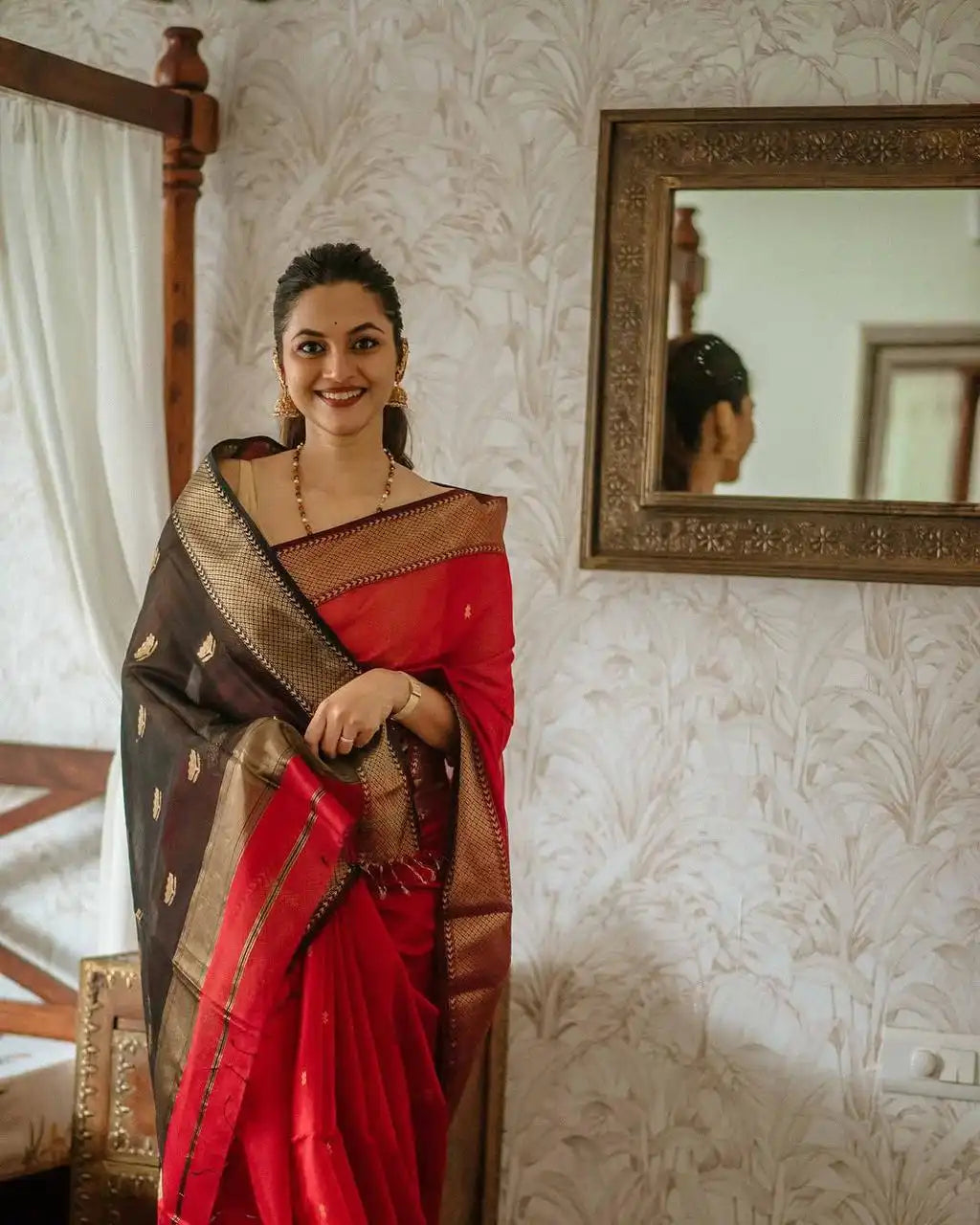 India Silk Red Sarees Made With Soft Lilian Slab Fabric Combine Traditional Charm With Exceptional Comfort