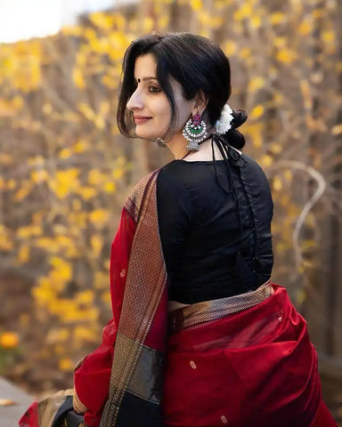 India Silk Red Sarees Made With Soft Lilian Slab Fabric Combine Traditional Charm With Exceptional Comfort